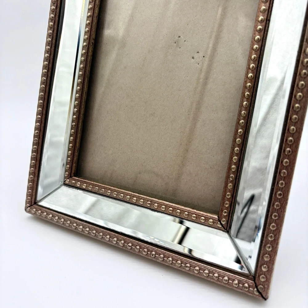 Vintage Beveled Mirror Picture Frame 5x7 Hollywood Regency Glam Vanity Decor
